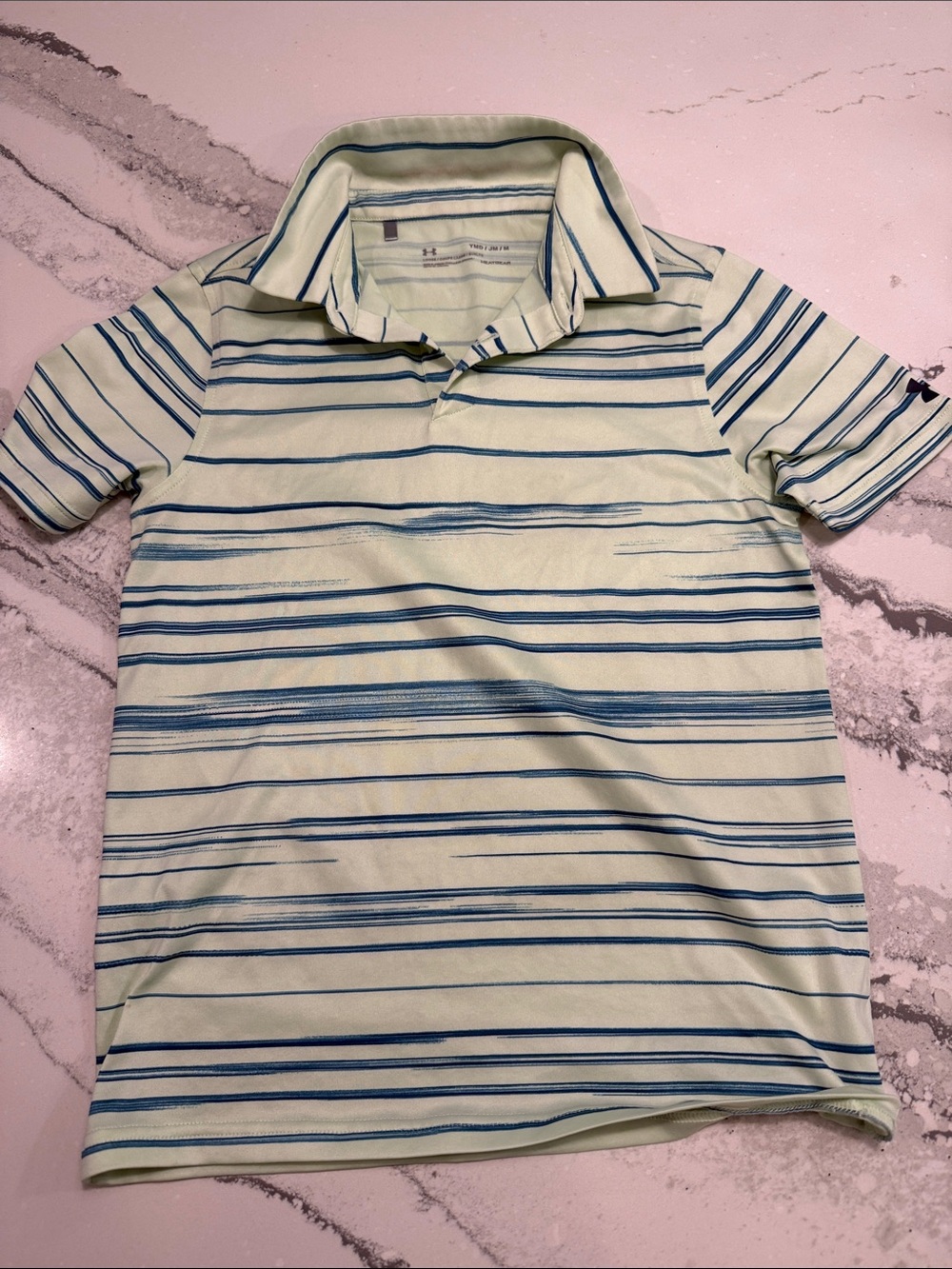 Under Armour Mint Green Polo with Blue Stripes
